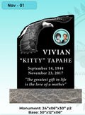 Upright Custom Memorial with Eagle Design