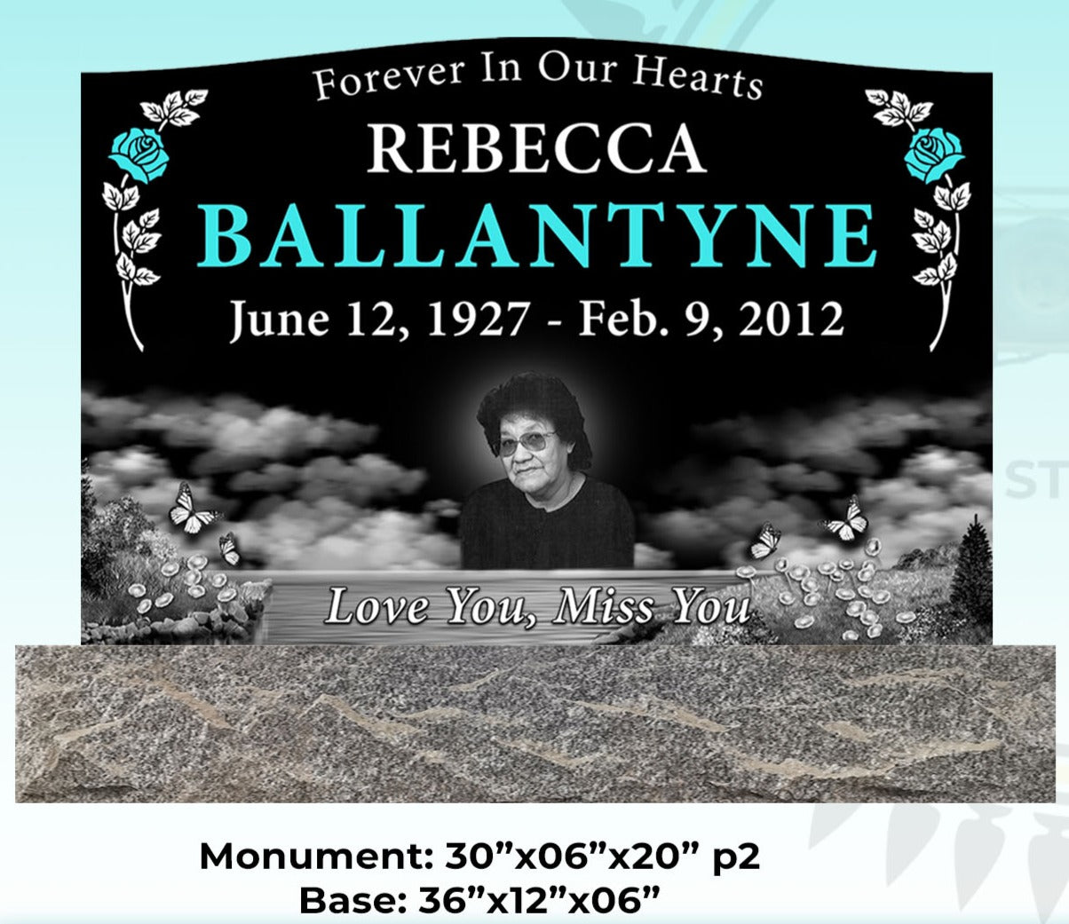 Laser etched memorial and portrait