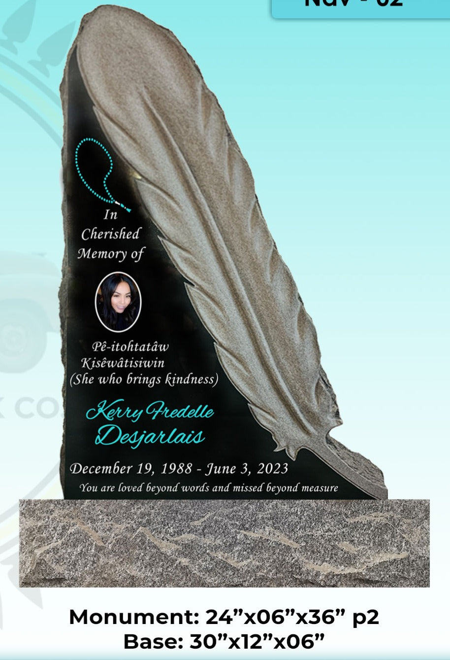Upright Custom Feather Carved Memorial